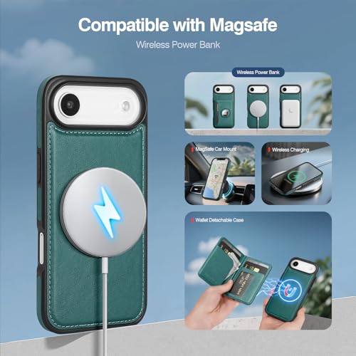 Antsturdy Compatible with MagSafe iPhone 17 Air Wallet Case,Blue Green - color: Blue Green, size: iPhone 17 Air - 6.5"