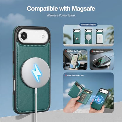Antsturdy Compatible with MagSafe iPhone 17 Air Wallet Case,Blue Green - color: Blue Green, size: iPhone 17 Air - 6.5"