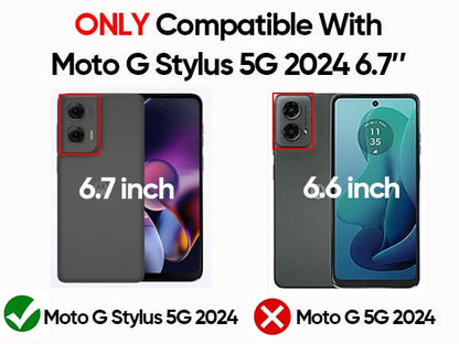 LeYi for Motorola Moto G-Stylus-5G 2024 Case [Not Fit G 5G 2024]: with Glass Screen Protector Camera Lens Protector, Heavy Duty Shockproof Phone Cover Funda para Ring Stand Moto G Stylus 2024, Black | Glass Screen Protector, Military-Grade PC TPU Rugged P