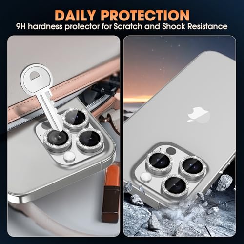 iPhone 16 Pro/16 Pro Max Camera Lens Protector Bling Diamond, Gray - color: Gray, size: 16 Pro/Max