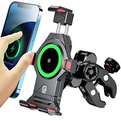 BRCOVAN Motorcycle Phone Mount Holder with 15W Qi Wireless Charger