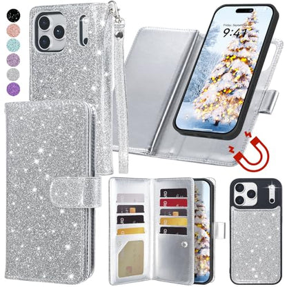 Varikke for iPhone 17 Pro - Case Wallet Magnetic Detachable, Silver - color: (Standard) Silver, size: iPhone 17 Pro 6.3"