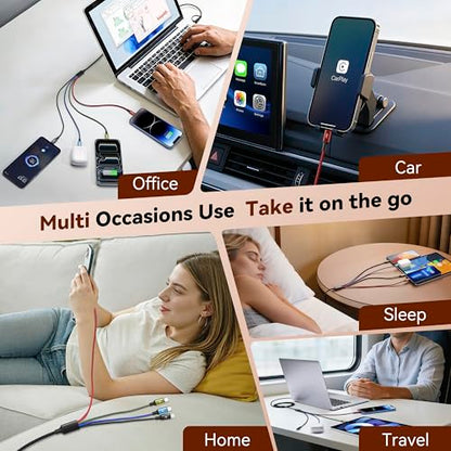 Minlu 4 in 2 Multi Charging Cable,USB C Charging Cords for Multiple Devices