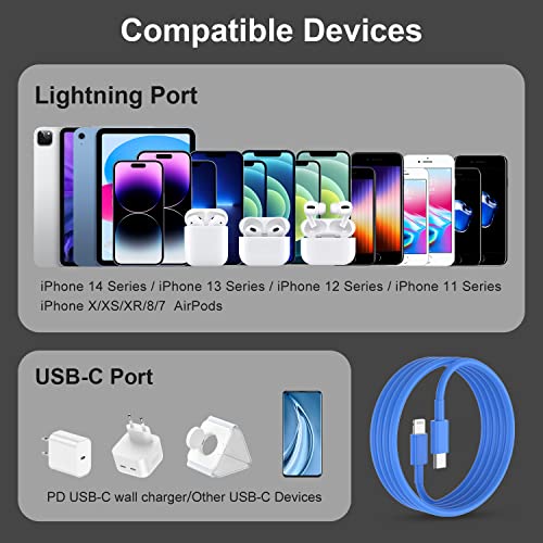 2Pack for iPhone14/13/12 Fast Charger Cable Blue 6ft[Apple MFi Certified] - color: Blue, size: 6 feet