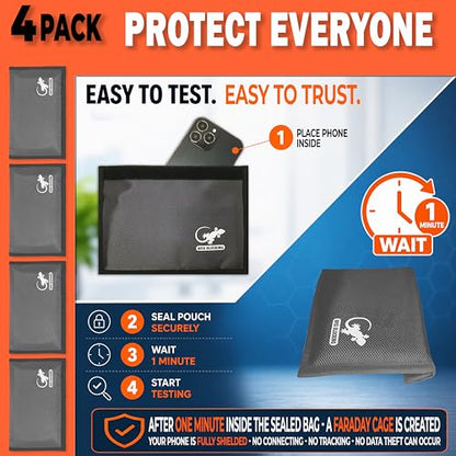 Gecko Travel Tech Faraday Bag Anti-Tracking GPS RFID Car Key Signal Blocker Wallet Shielding Pouch Protective Case for Cell Phone Car Key FOB, Data Privacy, Electronic Device Security (4 PACK - GRAY) - color: 4 PACK - GRAY