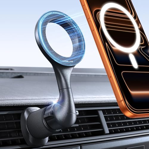 For MagSafe Car Mount [Double Metal Hook] Air Vent Magnetic Phone Holder - color: Black