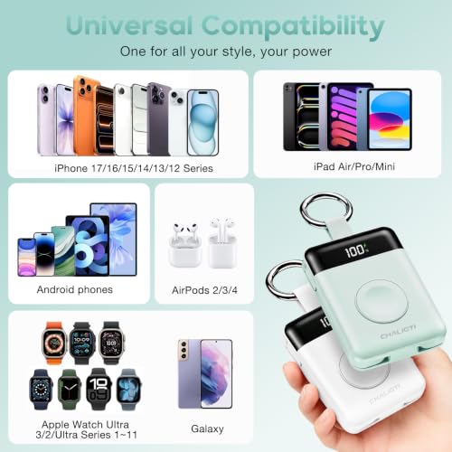 5000mAh Portable Charger w/Display,20W Power Bank&iWatch Charger - color: Green, size: 5000mAh