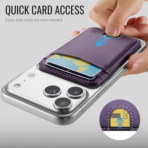 for Magsafe Wallet Magnetic Card Holder RFID Blocking, Purple - color: Purple