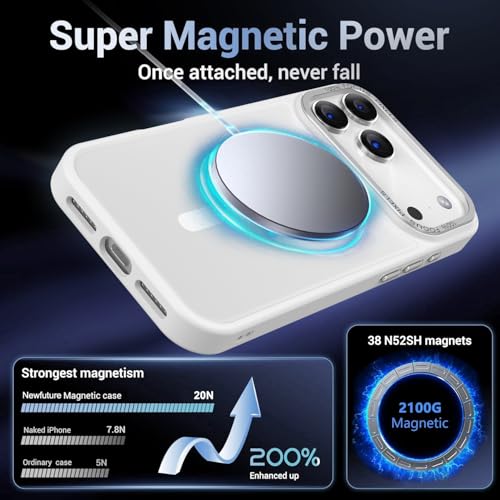 Newfuture Magnetic for iPhone 17 Pro Case Matte Shockproof, Frosted White | Military Drop Protection, Slim Matte Anti-Fingerprint, Compatible with Magsafe, Camera Guard, Translucent Protective Cover - color: Frosted White, size: iPhone 17 Pro 6.3 inch