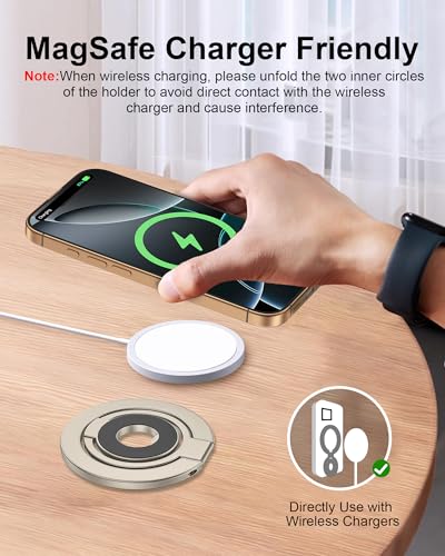 iPhone 17ProMax Portable Magnetic Phone Ring Holder MagSafe Phone Kickstand - color: Gold