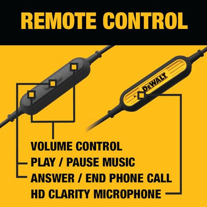 DEWALT Heavy Duty Wired Earphones with Microphone, 3.5mm - style: 3.55mm Headphones
