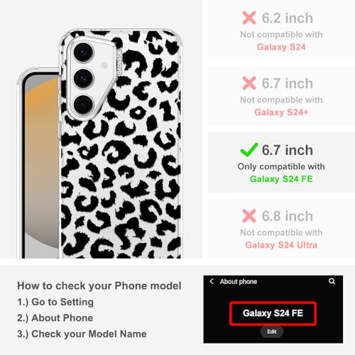 MOSNOVO Case for Samsung Galaxy S24 FE, [Buffertech 6.6ft Military-Grade Drop Protection] [Anti Peel Off Tech] Clear TPU Bumper Phone Case Cover Design - Black Leopard Print - color: Clear - Black Leopard Print, size: Samsung Galaxy S24 FE