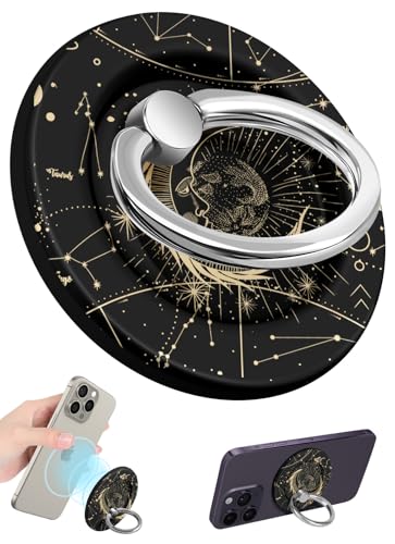 Lotadilo for Magnetic Phone Ring Holder Compatible with MagSafe for Women - Cute Design Magnet Phone Grip Ring Stand Kickstand for iPhone 17/16 Pro Max/16 Pro/16/15/14/13/12 Series, Sun Moon