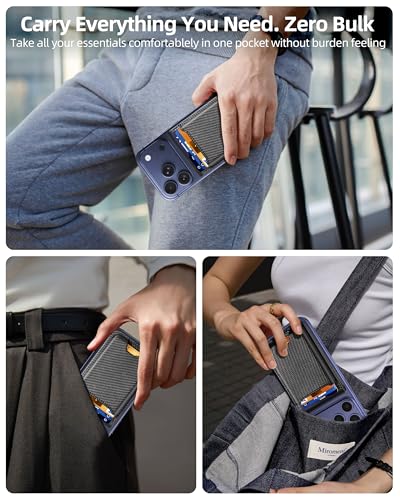 For Magsafe Wallet with Money Clip, 5 Card Holder, Adjustable Stand | Strongest Magnetic Wallet for iPhone 17/16/15/14/13/12 Series, ID Window, Vegan Leather, Not for Mini, Black Carbon Fiber - color: Black Carbon Fiber