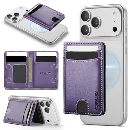 MagSafe Wallet, Magnetic RFID Blocking Card Holder & Cash Pocket, Compatible with Magsafe Phones and Cases for iPhone 17/16/15/14/13/12/Plus/Air/Pro/Pro Max - color: Purple