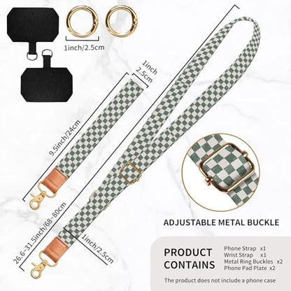 Phone Lanyard Crossbody Wrist Strap, Universal Adjustable Neck Strap for Phone Case Keys ID Badges, Travel Essential - color: Cute Brown Plaid