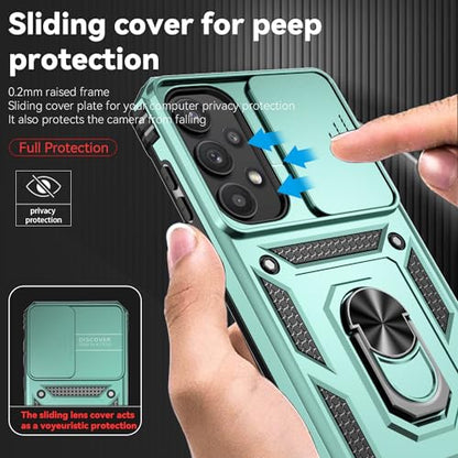 for Galaxy A35 5G Case,with Screen Protectors and Camera Cover,[Military Grade] 16ft.Drop Tested Cover with Magnetic Kickstand Protective Case for Samsung A35 5G, Green - color: Green