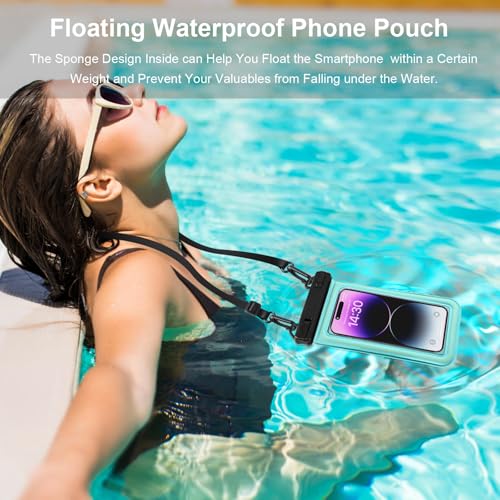 IP68 Waterproof Phone Pouch Floating, Up to 6.7", Green - color: Green, size: Up to 6.8"