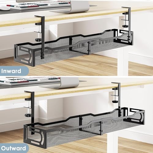 Cable Management, 25'' Cable Management Under Desk, Cable Tray - color: Black, size: 25'' (1 Pack)