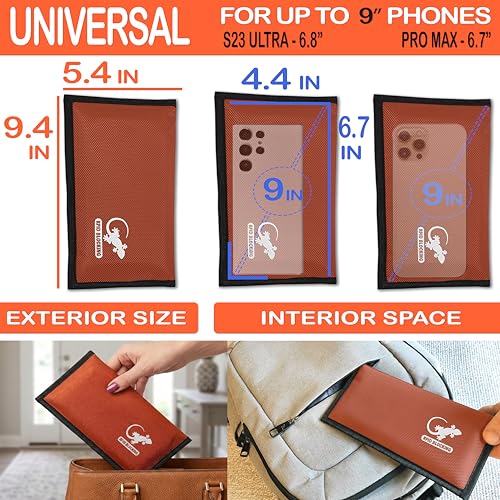 Faraday Bag Anti-Tracking GPS RFID Car Key Signal Blocker Wallet Shielding Pouch Protective Case for Cell Phone Car Key FOB, Data Privacy, Electronic Device Security (ORANGE - NYLON) - color: ORANGE - NYLON