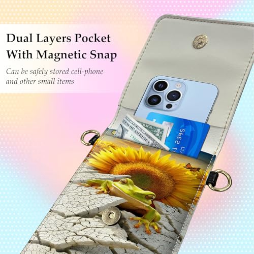 Small Crossbody Bags for Women Touchscreen Cell Phone Bag Cross Body Purses with adjustable Strap,Gifts For Teenage Girls - color: Sunflowe Flog