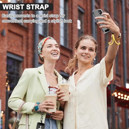 Newlibery Phone Lanyard Crossbody Wrist Strap, Clip and Go Strap for Phone with Wallet, Adjustable Anti-Theft Cell Phone Strap for All Phones (Black Lanyard + Black Wallet) - color: Black
