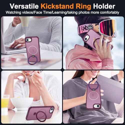 SKYLMW Compatible with iPhone 16e/17e Case with Stand,Wine Red | iPhone 16e Case iPhone 17e Case 6.1",Magnetic Ring Stand,Compatible with MagSafe,Military-Grade Protection,Great Grip Feeling - color: Wine Red, size: Iphone 16e & Iphone 17e