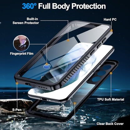 xiwxi for Samsung Galaxy S21 Plus Case Waterproof,[IPX8 Underwater Case][Full Body Shockproof & Military Dropproof] Clear Sound Quality Built-in Screen Protector for Samsung S21 Plus 6.7 inch-Black - size: For Samsung S21 Plus-6.7"