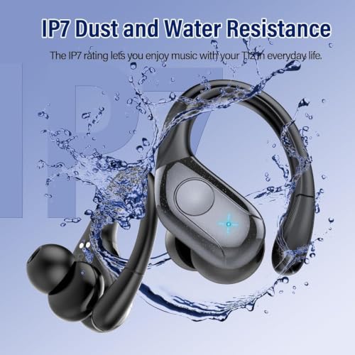 Qecnato 75H Sports Wireless Earbuds Bluetooth 5.4 Headphones Stereo, Black