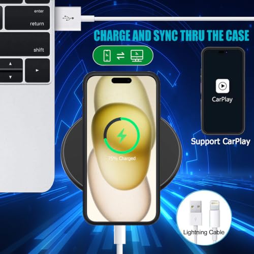 Battery Case for iPhone 15, Upgraded 10000mAh Ultra-Slim Rechargeable Portable Extended Battery Pack Support Qi Wireless Charging Case Compatible with iPhone 15(6.1 inch) Charger Case Cover(Black) - size: iPhone 15