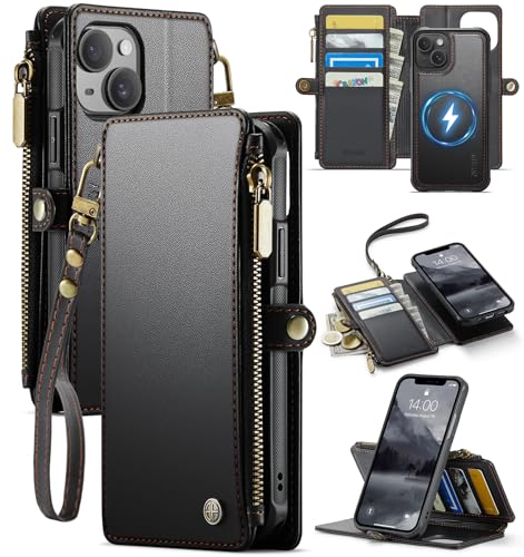 for iPhone 14 Plus - Phone Case Wallet Magnetic Detachable, Black - color: Black, size: iPhone 14 Plus