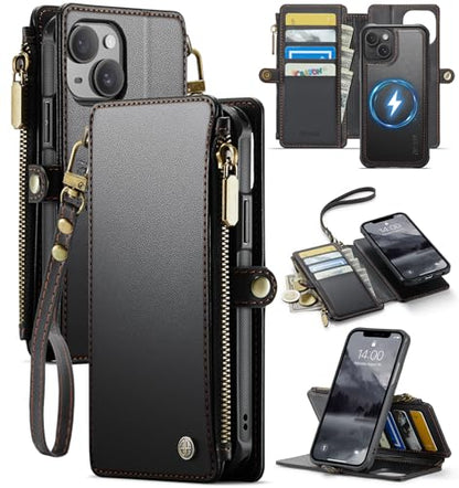 for iPhone 14 - Phone Case Wallet Magnetic Detachable, Black - color: Black, size: iPhone 14
