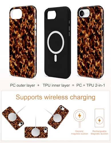 Jusy Magnetic Tortoise Shell Phone Case for iPhone 16 Pro Max,Fragment | Compatible with MagSafe,Cute Aesthetic Tortoise Shell Design,TPU and PC Protective Shockproof Cover - color: Fragment