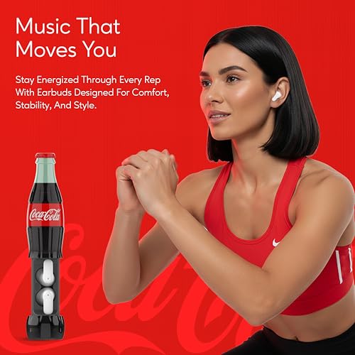 Coca-Cola Bottle Shaped Wireless Earbuds – Bluetooth 5.0 Headphones with Built-in Mic, Voice Assistant Compatibility, 9H Playtime, HD Stereo Sound, Noise Cancelling – Compatible with Apple & Android - color: Red
