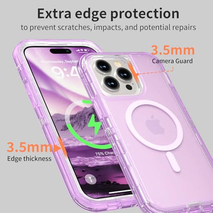 Follaroma Magnetic for iPhone 14 Pro Max Case, Heavy Duty Cases,Purple,6.7" | Compatible with MagSafe, Heavy Duty Shock proof Protection, Military-Grade Anti-Drop, Dual Layer Transparent Protective Cover - color: Purple, size: iPhone 14 Pro Max 6.7''