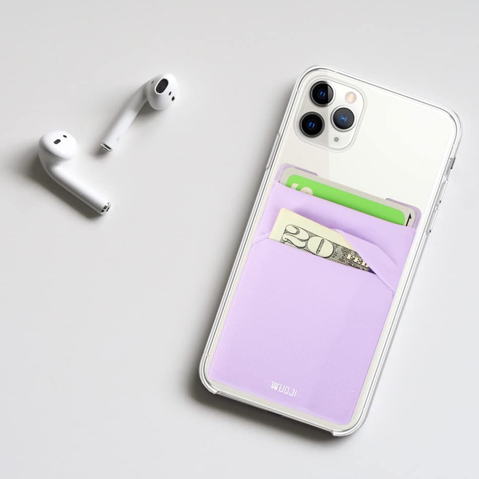RFID Blocking Phone Card Wallet - Double Secure Pocket - Ultra-Slim Self Adhesive Credit Card Holder Card Sleeves Phone Wallet Sticker All Smartphones (Light Purple)-2PC - color: Purple