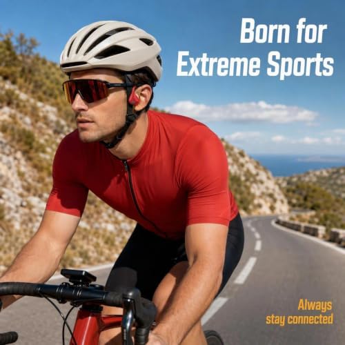 Bone Conduction Headphones Bluetooth Open Ear Earbuds Wireless Headset Bluetooth Titanium Lightweight Waterproof for Workout Running Hiking Walking Bicycling - color: Red