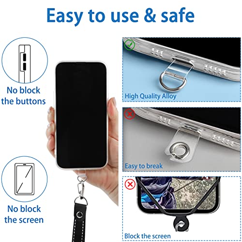 Phone Tether Tab, 10 Pieces Universal Phone Lanyard Patch Without Adhesive,Phone Lanyard Replacement Part for Cell Phone Strap(Transparent) - color: Transparent
