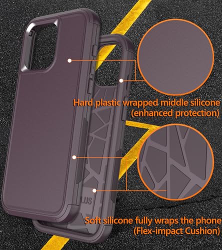 Diverbox for iPhone 15 Pro Case [Shockproof] [Dropproof] [Tempered Glass Screen Protector ],Heavy Duty Protection Phone Case Cover for Apple iPhone 15 Pro 6.1 inch (Brown) - color: Brown