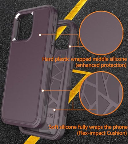 Diverbox for iPhone 15 Pro Case [Shockproof] [Dropproof] [Tempered Glass Screen Protector ],Heavy Duty Protection Phone Case Cover for Apple iPhone 15 Pro 6.1 inch (Brown) - color: Brown