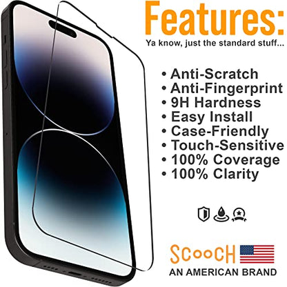 Scooch® Tempered Glass Multipack for iPhone 14 Pro Max, 3 Screen Protectors and 2 Camera Lens Protectors, Premium 9H Tempered Glass, Anti-Scratch, Anti-Fingerprint, Impact Resistant - size: iPhone 14 Pro Max