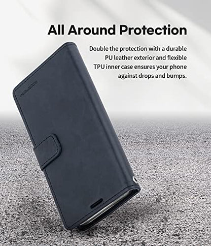 GOOSPERY Bluemoon Wallet Compatible with iPhone 13 Mini Case, Premium PU Leather Standing Feature Flip Card Holder Phone Cover (Navy) - color: Navy, size: iPhone 13 Mini
