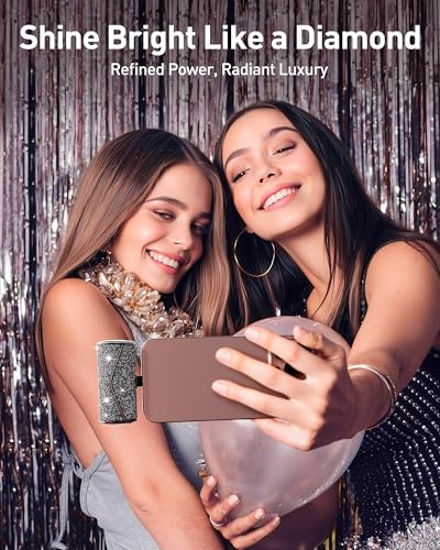 iWALK Upgraded Sparkly Portable Charger 22.5W, 5000mAh Power Bank for iPhone 18 Pro/17/16/15 Series, Mini Battery Pack with Built-in USB-C Connector Compatible with Samsung S25/24, iPad Air, AirPods - color: Black