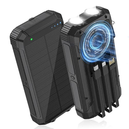 Solar Charger Power Bank 20000mAh, Portable Wireless Charger for Phone