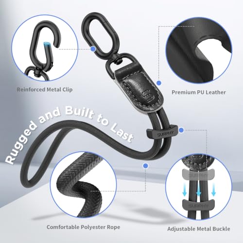 SURPHY Phone Wrist Strap, Keychain Wristlet, Phone Lanyard with Tether Tab - color: All Black