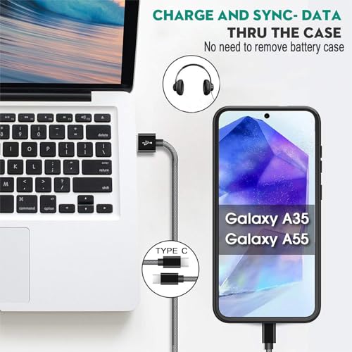 Battery Case for Galaxy A55/A35,High Capacity [12000mAh] Extended Portable Protective Charging Case Backup Compatible with Galaxy A55,Galaxy A35 Wireless Charging Case with 1x Screen Protector-Black