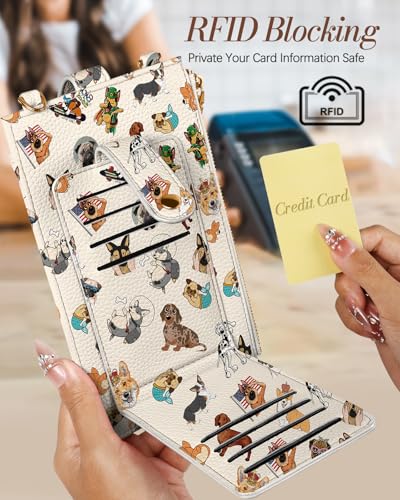 Miss Adola RFID Cell Phone Purse Crossbody Bag for Women | RFID Blocking, Card Slots, Dual Straps, Leather Phone Wallet, Magnetic Buckle, Smooth Zipper, Crossbody Purse for Daily Use - color: Dog Lover Girl