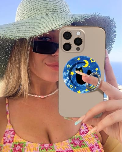 Phone Ring Holder Compatible with MagSafe - Magnetic Phone Grip for Women Cute Removable Finger Ring Grip Stand Adjustable Accessories for iPhone 17 16 15 14 13 Pro Max Plus, Black Cat