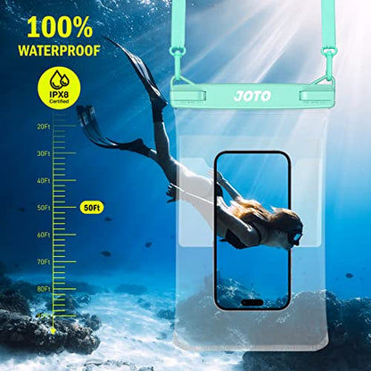 JOTO 2 Pack Large Waterproof Phone Pouch Bag, IPX8 Big Underwater Dry Bag with Lanyard for iPhone 17 Air 16 15 14 Plus Pro Max, Galaxy S24 S23 Ultra, Airpods Cash Credit Card Essentials -Black & Green - color: Blackgreen