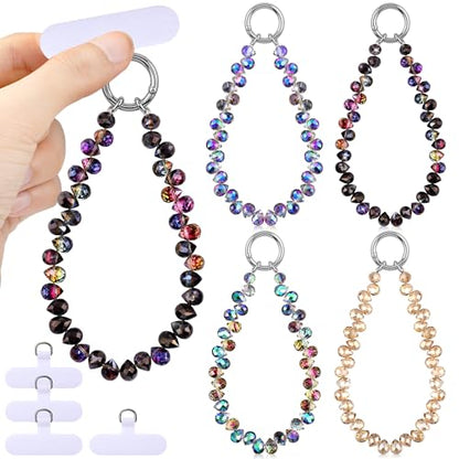 Quelay 4 Pack Beaded Phone Wrist Strap - color: Deep, style: Crystal